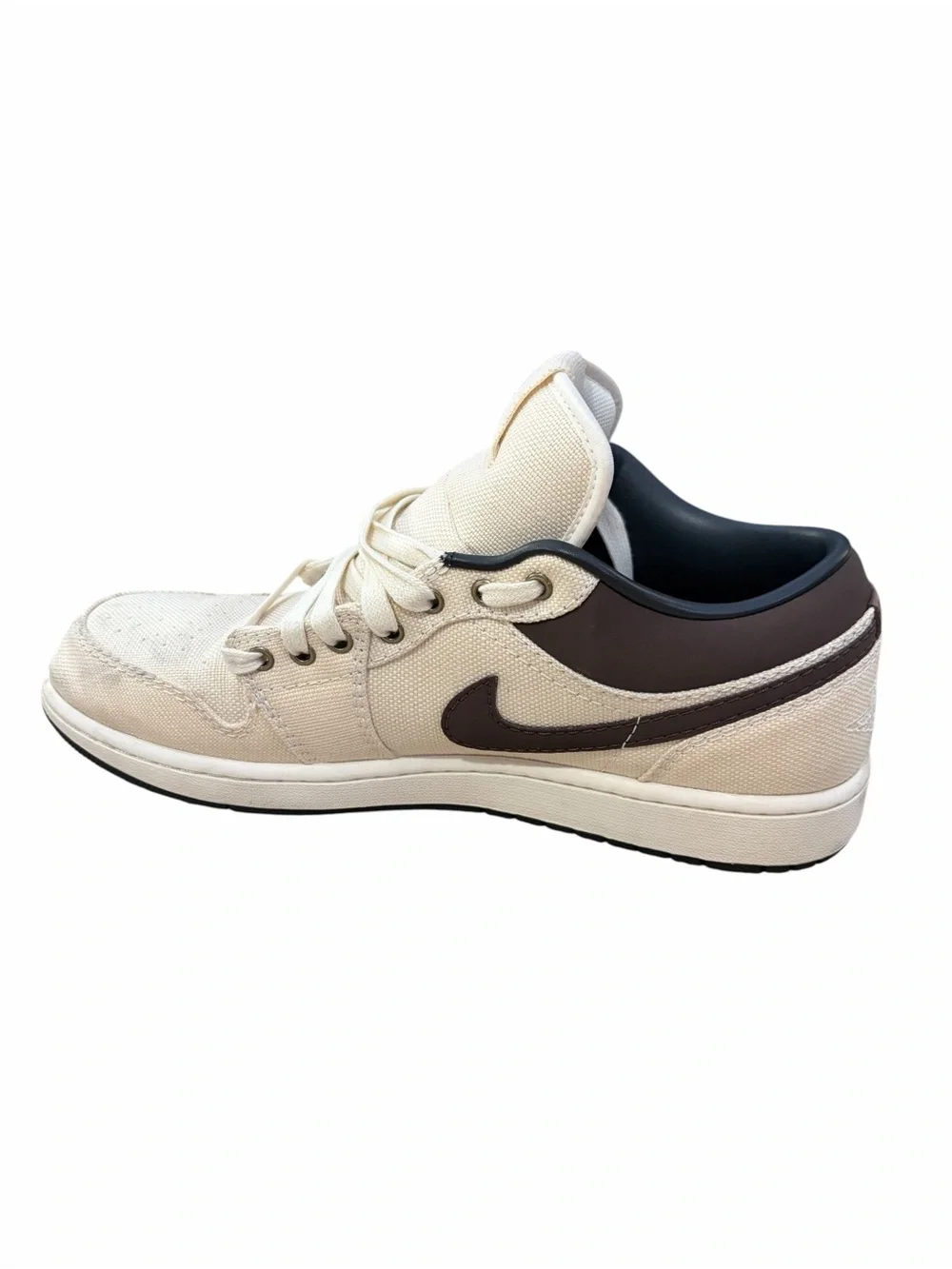 Nike Air Jordan 1 Low Premium Pale Ivory Baroque Brown Sneakers Mens 12 Canvas